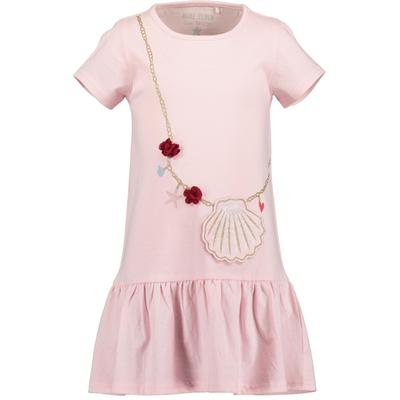 Jerseykleid BLUE SEVEN "Mädchen Kleid mit Volants", Mädchen, Gr. 98, rosa (4050, rosa), 100% Baumwolle, normal, Rundhals, Kleider Jerseykleid