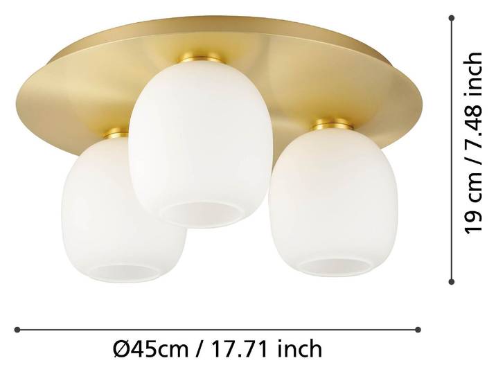 Eglo 900304 MANZANARES E27 3-fach Deckenleuchte Ø450mm Messing-Gebürstet Gold