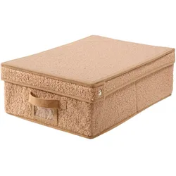 AUFBEWAHRUNGSBOX mit deckel aus bouclé-stoff in beige - 31,5/48/15 cm