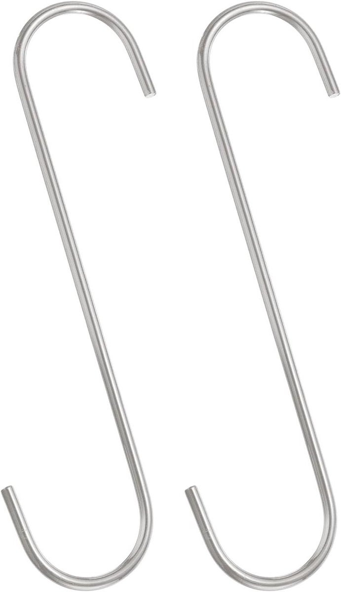 QUARKZMAN Set van 2 extra lange S-haken van mangaanstaal, 20 cm, Zilver
