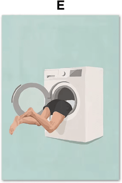 Inspire Picks Nordic Laundry Room Wall Art Canvas Washing Machine & Bathroom Poster Decor e 30x45cm No Frame