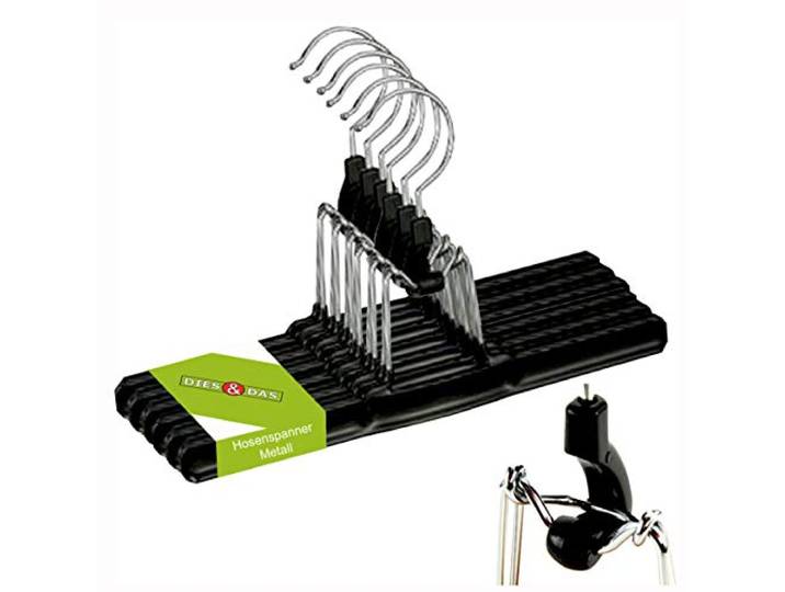 100 Stk. Menge wählbar 1 - 200 Stk. DIES&DAS Designer Hosenspanner Metall Schwarz kunststoffummantelt PVC Beschichtung rutschfest 26 cm mit 360 Grad drehbaren Haken Hosenbügel Hosenklammer Hosenspannbügel Spannbügel Kleiderbügel Kleiderspanner Klammerbügel Hosenhalter Hosenklemmbügel Gadrobenbügel Holzbügel Hosenstange Rockkerben in einem sehr schönen Design