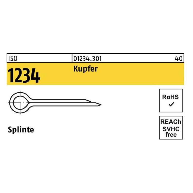 Splinte ISO 1234 5 x 63 Kupfer (012343010050063)