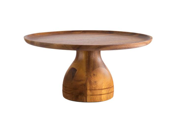 Servierplatte Acacia, Mokka, Holz, Akazie, rund, 33x16x33 cm, Tischkultur & Servieren, Servierplatten