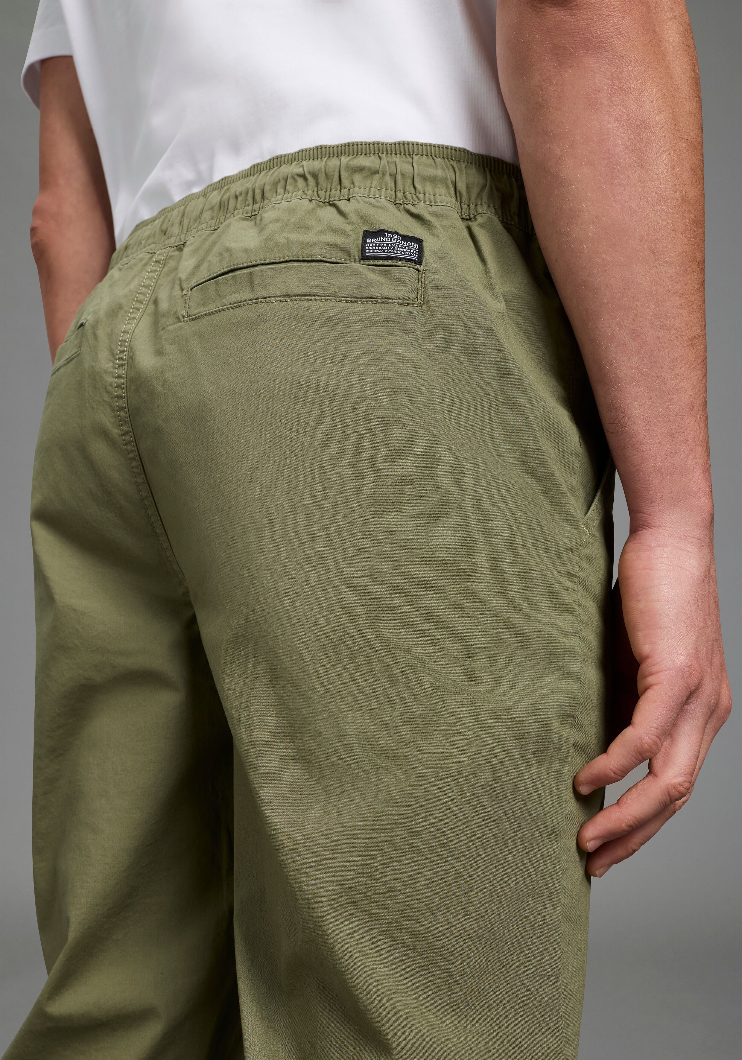 Schlupfhose BRUNO BANANI, Herren, Gr. XXL, N-Gr, grün (khaki), Web, Obermaterial: 98% Baumwolle, 2% Elasthan, unifarben, bequem lang, Hosen Schlupfhose, bequem und angesagt khaki XXL, N-Gr