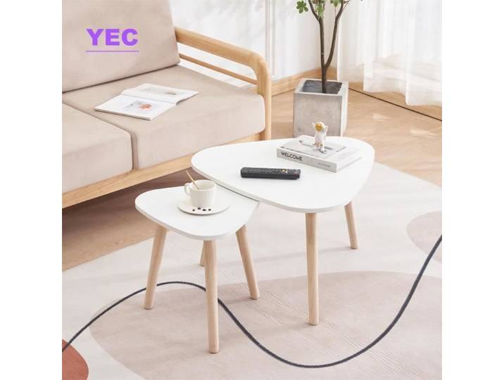 Tables Basses Triangle ovale - YEC - Lot de 2 - Salon - Adulte - Essentiel - Blanc