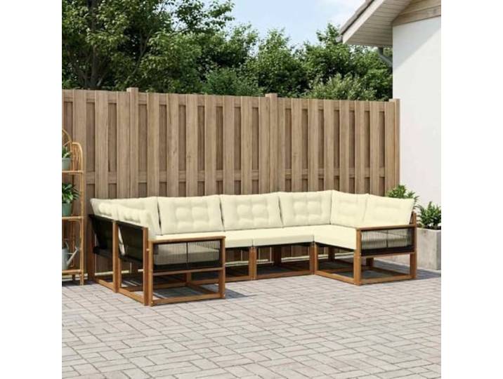 RJPLMFV Sitzgruppe für den Außenbereich, 6-teilig, massives Akazienholz Modulares Design, wetterfest, lackierte Oberfläche, bequem, pflegeleicht