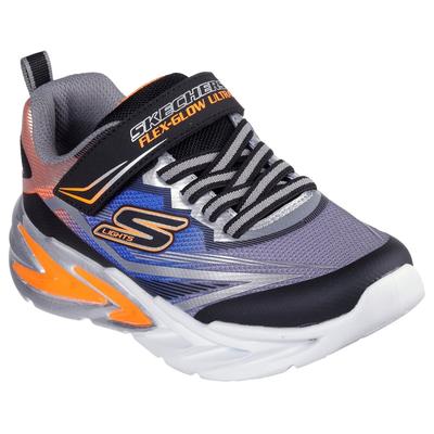 Sneaker SKECHERS "FLEX-GLOW ULTRA", Mädchen, Gr. 33, Textil, bunt (schwarz, multi), Lederimitat, Textil, Mesh, kontrastfarbene Details, Schuhe Sneaker, Klettschuh zum Schlüpfen, Größenschablone zum Download