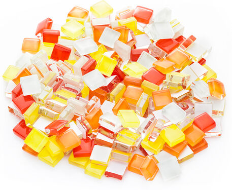 Softglas-Mosaik, Rot-Gelbtöne, 10 x 10 mm, 200 g