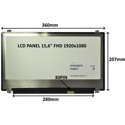 SIL LCD PANEL 15,6" FHD 0PIN MATNÃ / ÃšCHYTY NAHOÅ ̃E A DOLE, Notebook Ersatzteile, Schwarz