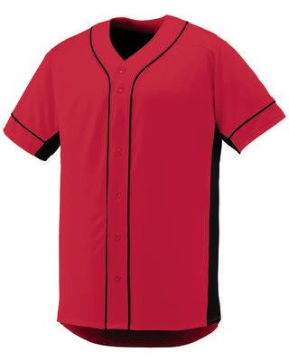 Augusta Sportswear 1660 Athletic Slugger Jersey T-Shirt in Red/Black size Medium   Polyester