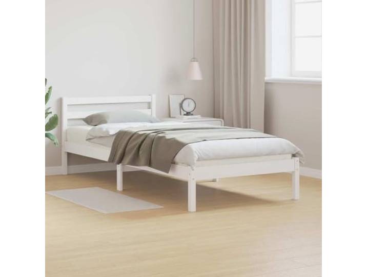 RJPLMFV Bettgestell, massives Kiefernholz, Weiß, 225,5 x 95,5 x 69,5 cm Modern, langlebig, Design mit Lamellen, für den Innenbereich, einfache Reinigung