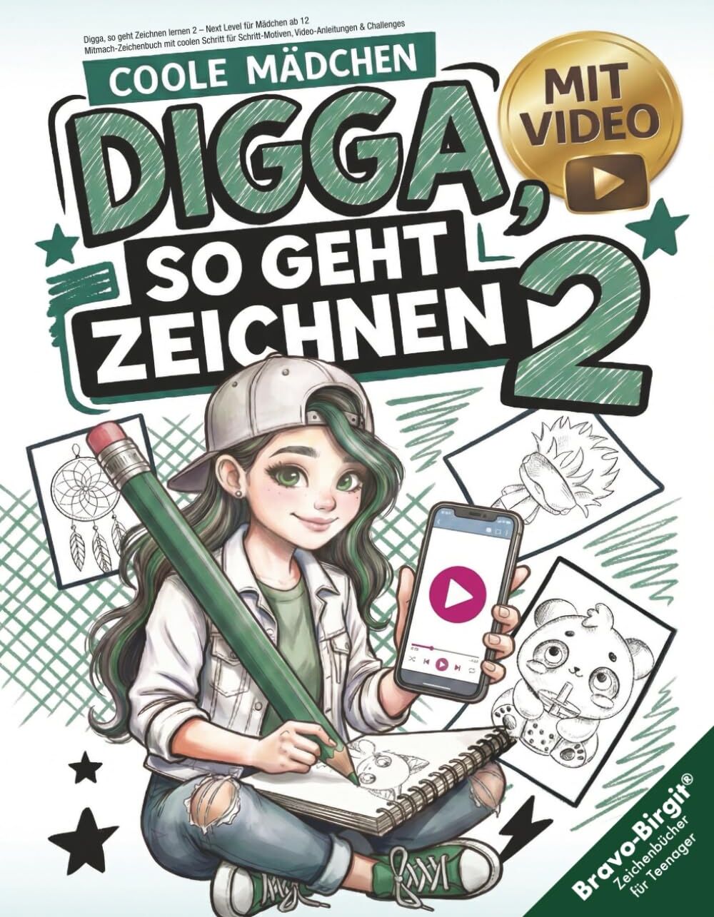 Birgit Bravo - Digga, so geht Zeichnen lernen 2 – Next Level für Mädchen ab 12: Mitmach-Zeichenbuch mit coolen Schritt für Schritt-Motiven, Video-Anleitungen & Challenges - Preis vom 09.10.2026 07:28:09 h
