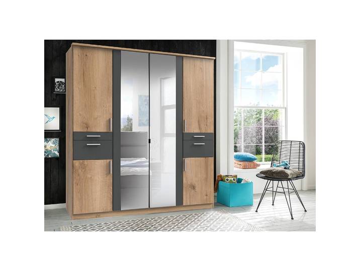 Armoire II 179cm Marron/Imitation chêne brut de sciage/Graphite