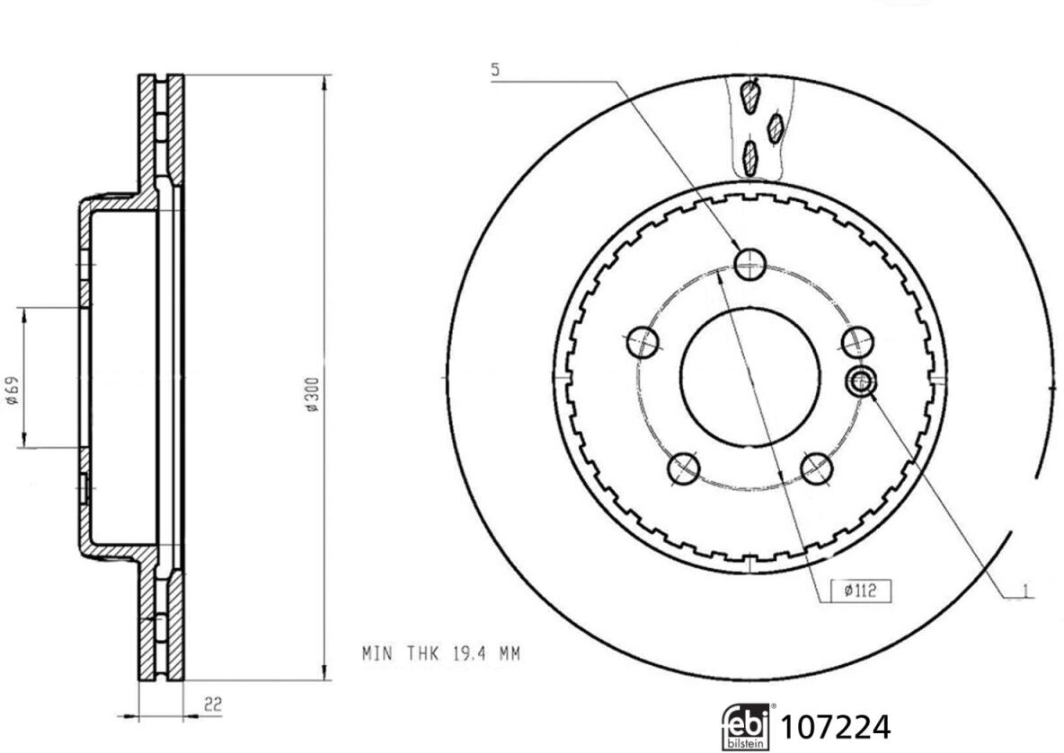 Febi Bilstein Bremsscheibe FEBI 107224, 1 Stück