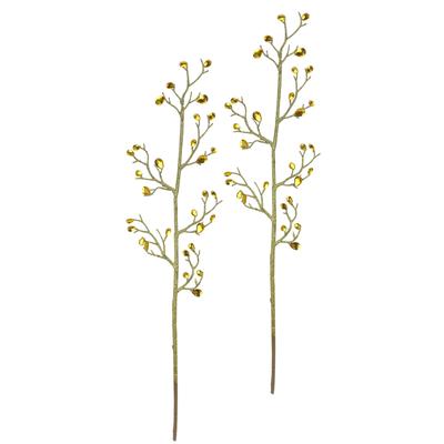 Kunstzweig I.GE.A. "Dekozweig", gold, B:15cm H:89cm L:3cm, Kunststoff, Kunstpflanzen, Kunstzweig, 2er Set 70cm Acryl Steine Blätter Adventskranz Floristik Deko Zweig