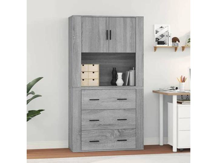 Buffet haut Sonoma gris bois ingénierie meuble 80x40x120cm salon salle à manger cuisine