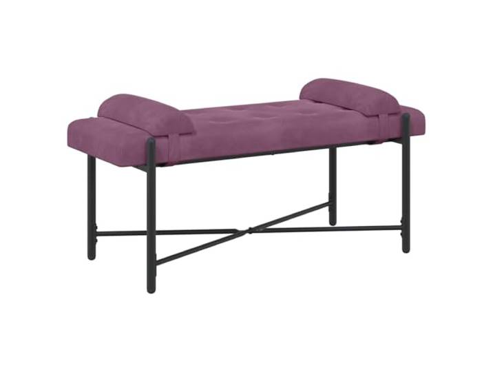 hliofuir Samt Sitzbank Gepolstert mit Metallbeinen 110x40x46cm Lila Elegante Polsterung mit Knoepfen und Kissen, ideal als Bettbank im Schlafzimmer oder bequeme Sitzgelegenheit im Flur.