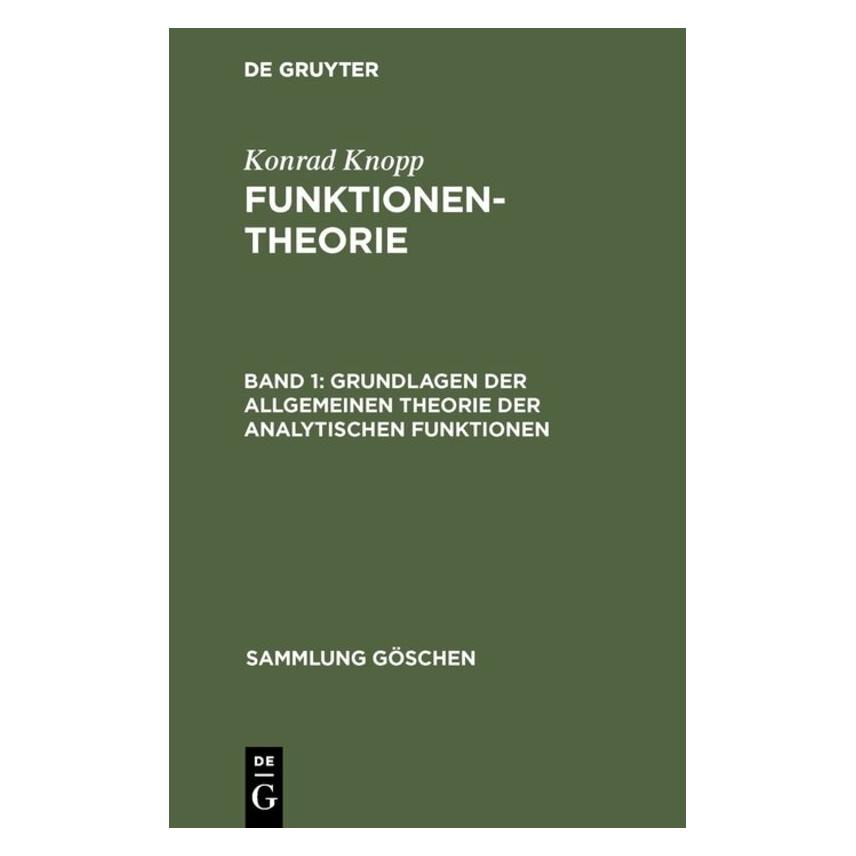 De Gruyter Samml.Gö.02125 Knopp.Funktionentheor.1 (Deutsch, Hardcover, Konrad Knopp) (67765247)