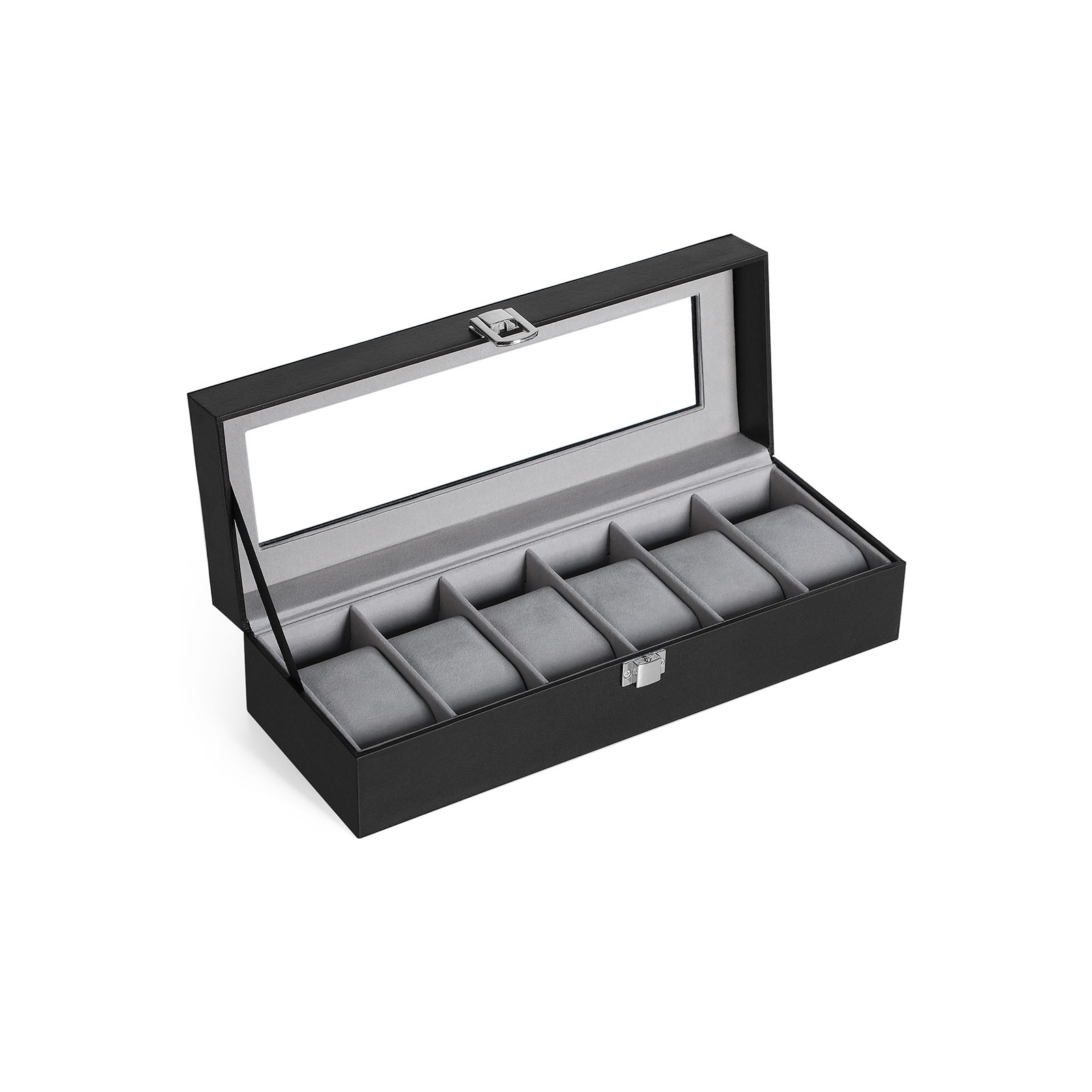 SONGMICS Rechteckige Uhrenbox für 6 Uhren JWB06BK