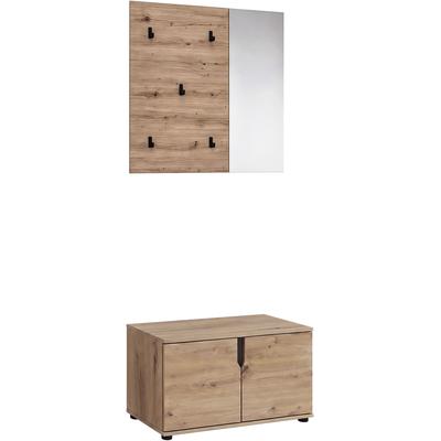 Garderoben-Set OTTO HOME "FJELL, Breite 80cm, 2-teilige Kombination best. aus: Sitzbank & Paneel", braun (artisan eiche nachbildung), B:80cm H:191cm T:37cm, Holzwerkstoff, Kastenmöbel-Sets, Garderobenkombination, Kombination, Set, Garderobe,...