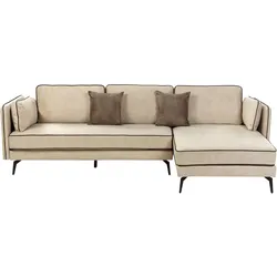 3-SITZER-ECKSOFA Samtstoff Beige Altan