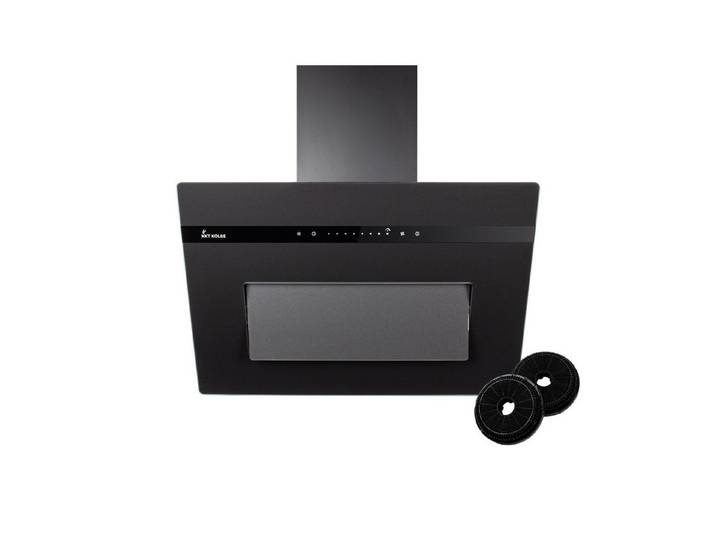 KKT KOLBE Wandhaube Dunstabzugshaube 60cm PLOOM6005S RGBW Ambientebeleuchtung Kopffrei / 60cm / Smarte WiFi-App / Schwarz / Glas / Schräghaube