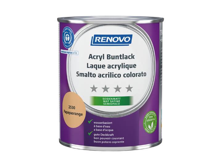 Renovo Acryl Buntlack Papayaorange Seidenmatt 750 ml