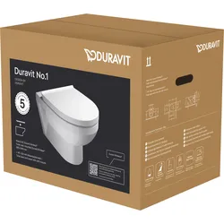 Duravit No.1 Wand-WC Set, inklusive WC-Sitz, 373x540mm, weiß hochglanz, 45620900A1