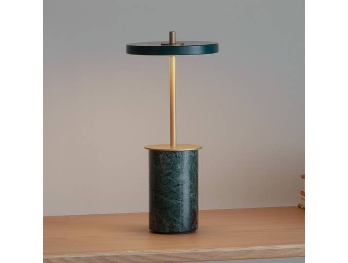 Asteria Move Portable Lampe de Table Mini Green Marble - UMAGE Asteria Move Mini - Terrasse - Design - Pierre - Avec abat-jour
