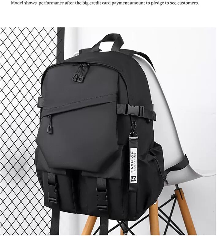 INF Großer, wasserabweisender Freizeitrucksack für Reisen, Schule und Universität Schwarz