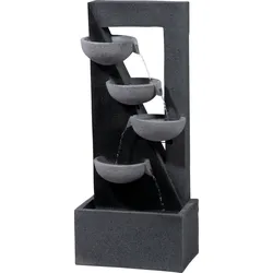 Dobar Polyresin-Brunnen mit Pumpe und LED ́s, eckig mit 4 Schalen
