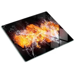 GLASPLATTE 60x52 cm Feuer und Wasser