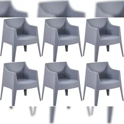 CLP 6er Set Gartenstühle Bartal grau