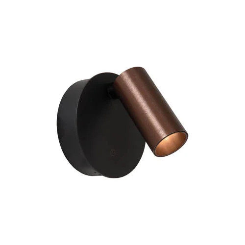 Lucide TONI Oplaadbare Wandspot in Bruin, Dimbare LED Wandlamp met CCT en Magnetische Bevestiging, Diameter: 8,1 cm