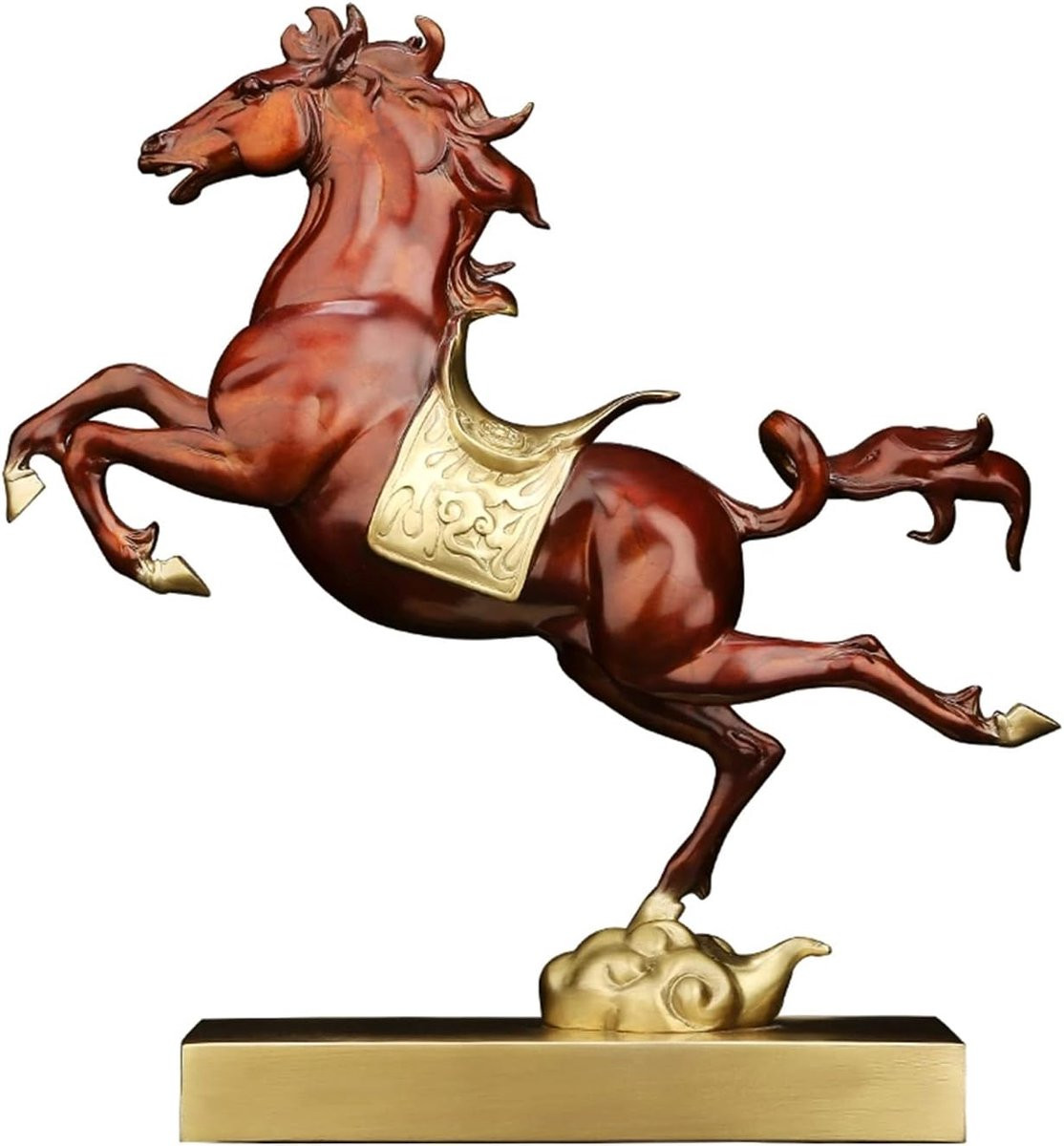 Paardenbeeld Chinees Dierenriem Woondecoratie Blauw Rood Hoogte: 30 cm