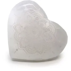 Selenite Heart - 7-8cm - Mandala Engraved
