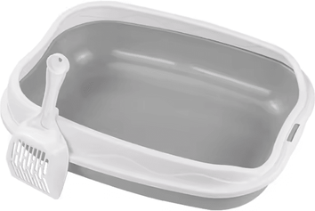 Inspire Curations Spacious Semi Enclosed Anti Splash Cat Litter Box grey
