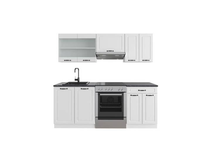 Cuisine R-Line 200cm sans PT Blanc campagne/Blanc Vicco 36659