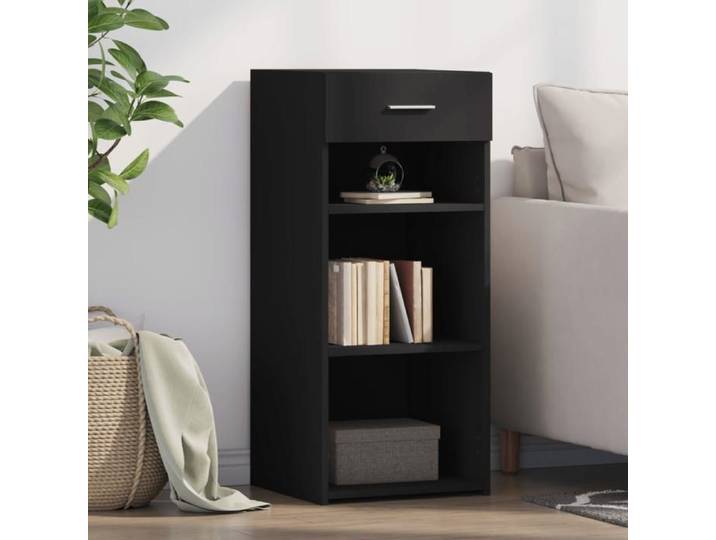 Noir Buffet noir 40x42 5x93 cm bois d'ingénierie - Meuble Rangement LV36651