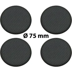 4 x Ø 75 mm Polymere Aufkleber / Carbon-Optik / Nabenkappen, Felgendeckel