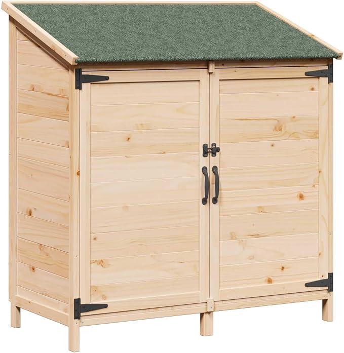 Gartengerätehaus aus massivem Fichtenholz, wetterfestes Dach, 106,5x56x113,5 cm, Natur 42033440
