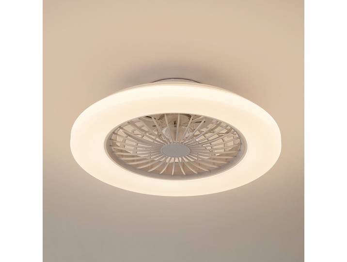 Vedin LED-Deckenventilator, Ø 49 cm, weiß, CCT - Lindby - Wohnzimmer - Modern - Kunststoff - Rund