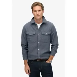 Superdry für Herren. M4011019A Merchant Heavy Flannel Hemd blau (L), Lässig, Baumwolle, Langarm