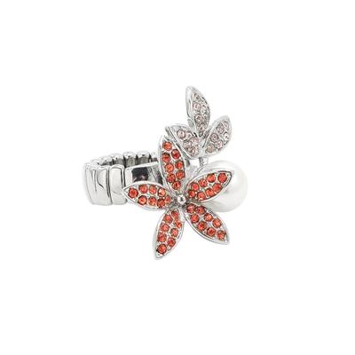 Fingerring "Blütenzauber", orange, COLLEZIONE ALESSANDRO, Fingerringe, Damen, Messing, Fingerring