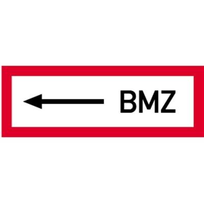 Schild BMZ linksweisend, Alu, 297x105 mm