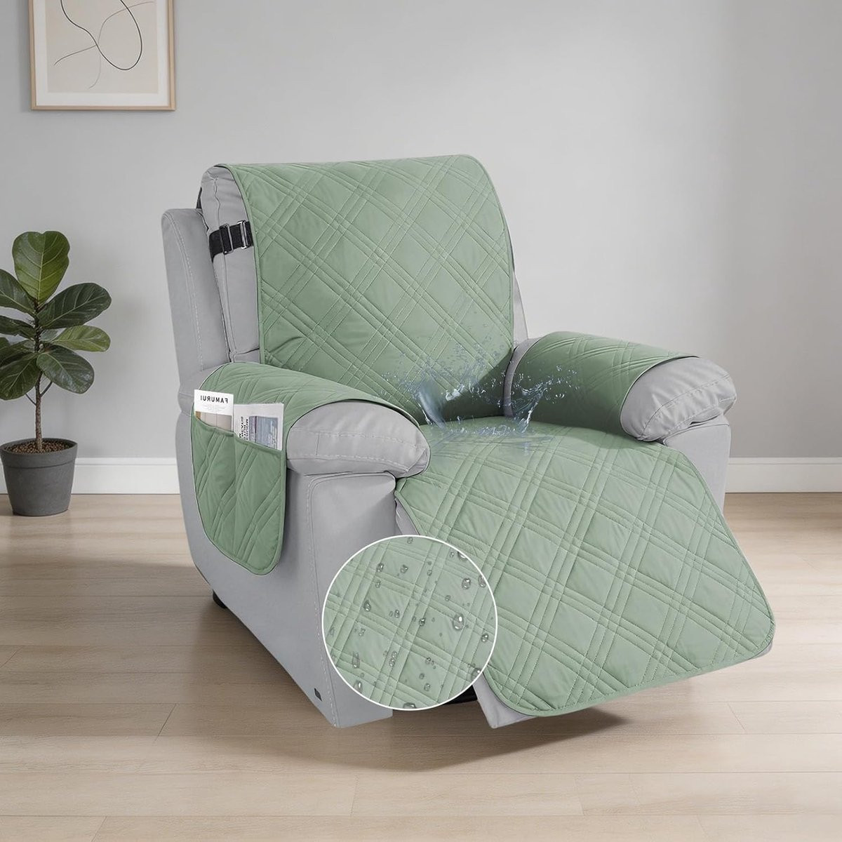 Waterdichte stoelbeschermer voor relaxfauteuil met armleuningen en opbergzakken