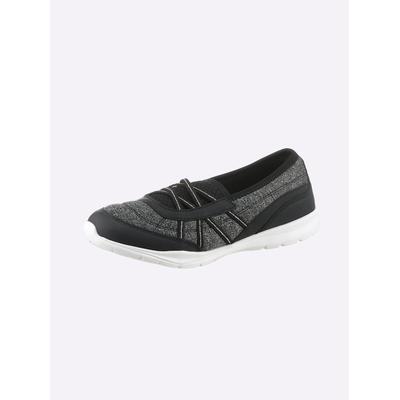 Slipper HEINE, Damen, Gr. 38, Textil, schwarz, Synthetik, Textil, Schuhe Slipper