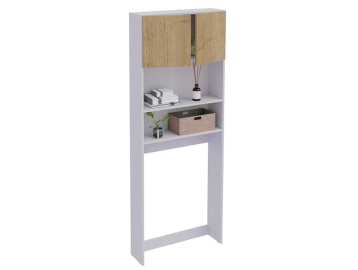 VCM Badmöbel Waschmaschinenschrank Weiß/Honig-Eiche 70x21x182 cm 2 Türen