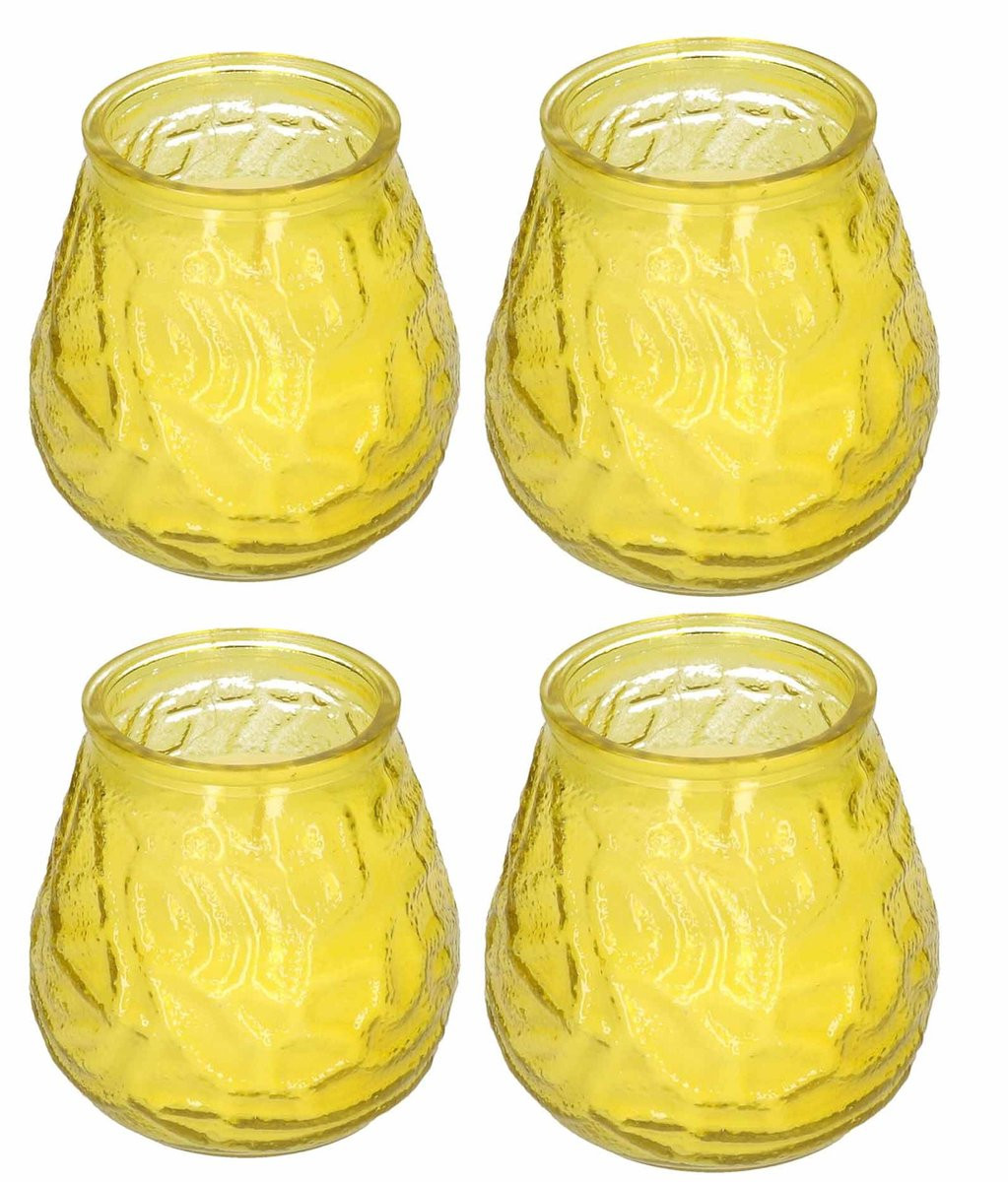 Pro Garden Summer Windlicht - Geel - Citrus Geur - Set van 4